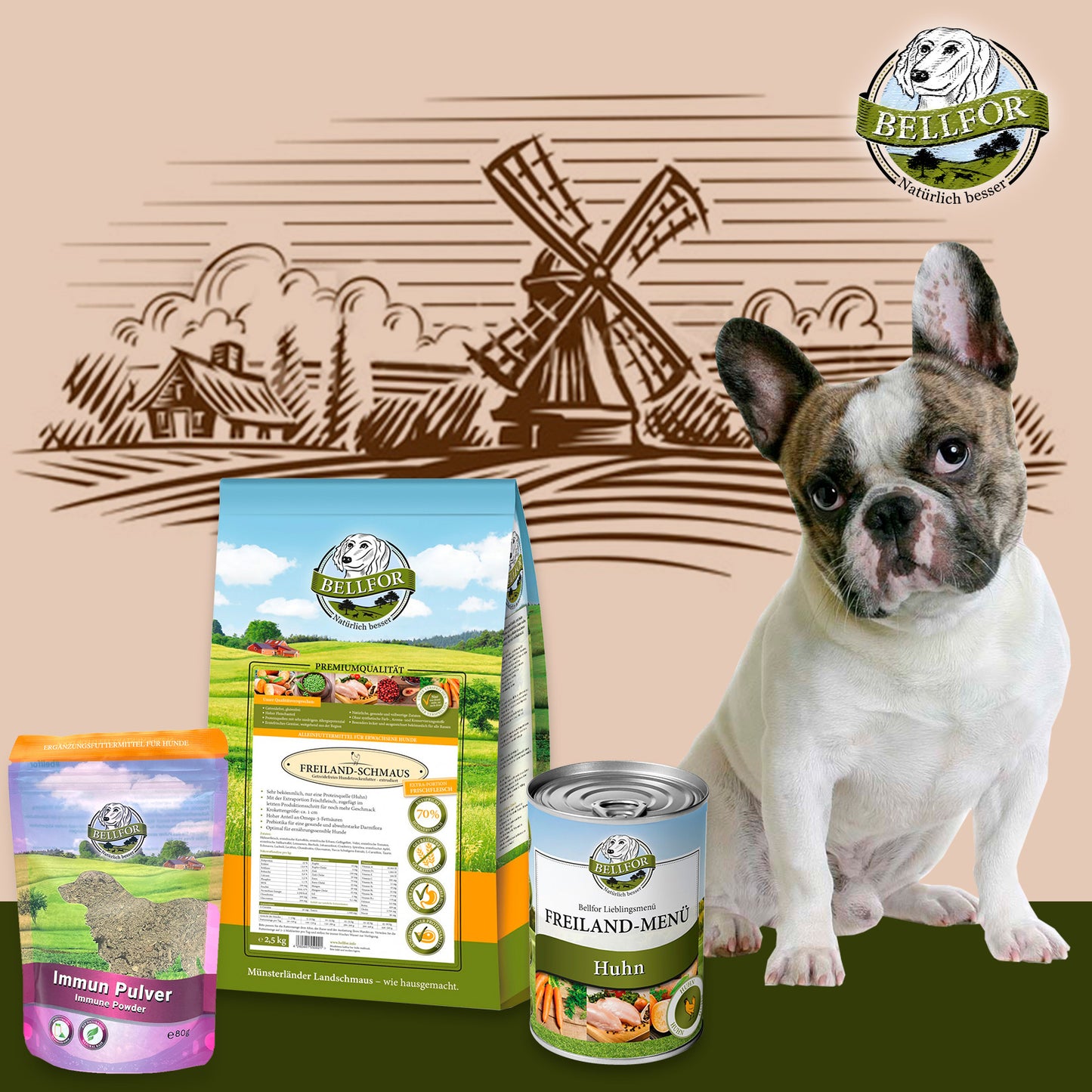 Französische Bulldogge Futter Set von Bellfor