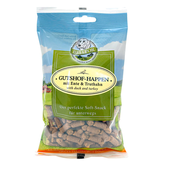 Soft-snack für Hunde mit Ente & Truthahn - Gutshof-Happen von Bellfor Hundefutter - 200 g