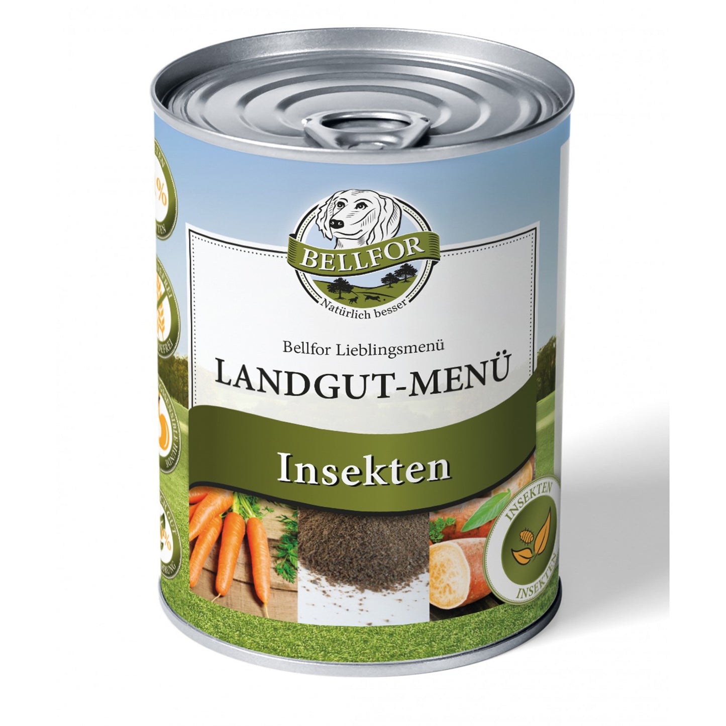 Hypoallergenes Hundefutter Nass mit Insekten Getreidefrei - Landgut-Menü von Bellfor Hundefutter - 6x800 g