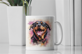 Kunstvolle Kaffeetasse mit einem beeindruckenden Rottweiler-Bild